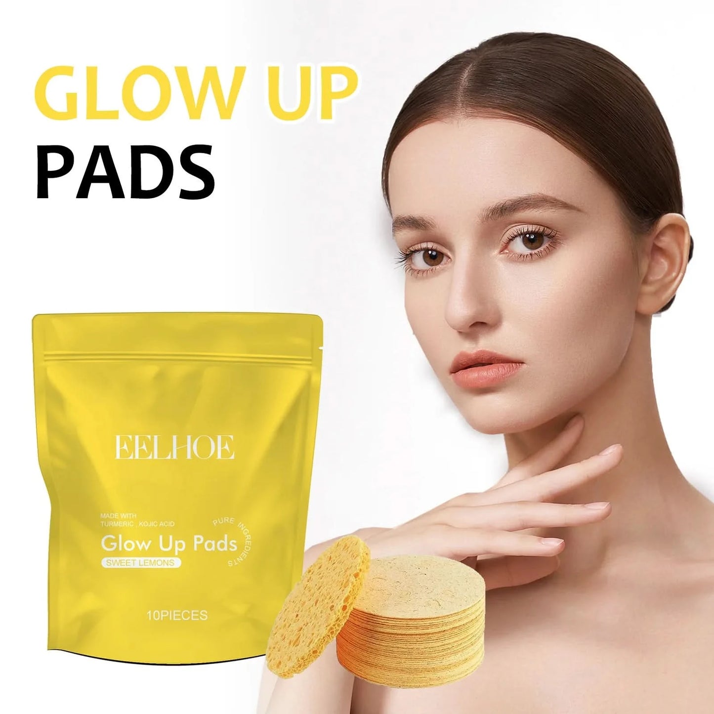 Turmeric Kojic Acid Cleansing Pads Exfoliating Pads Facial Sponges Removes Dirt Cleansing Exfoliating Daily Cleansing Skin Care - M & M Global