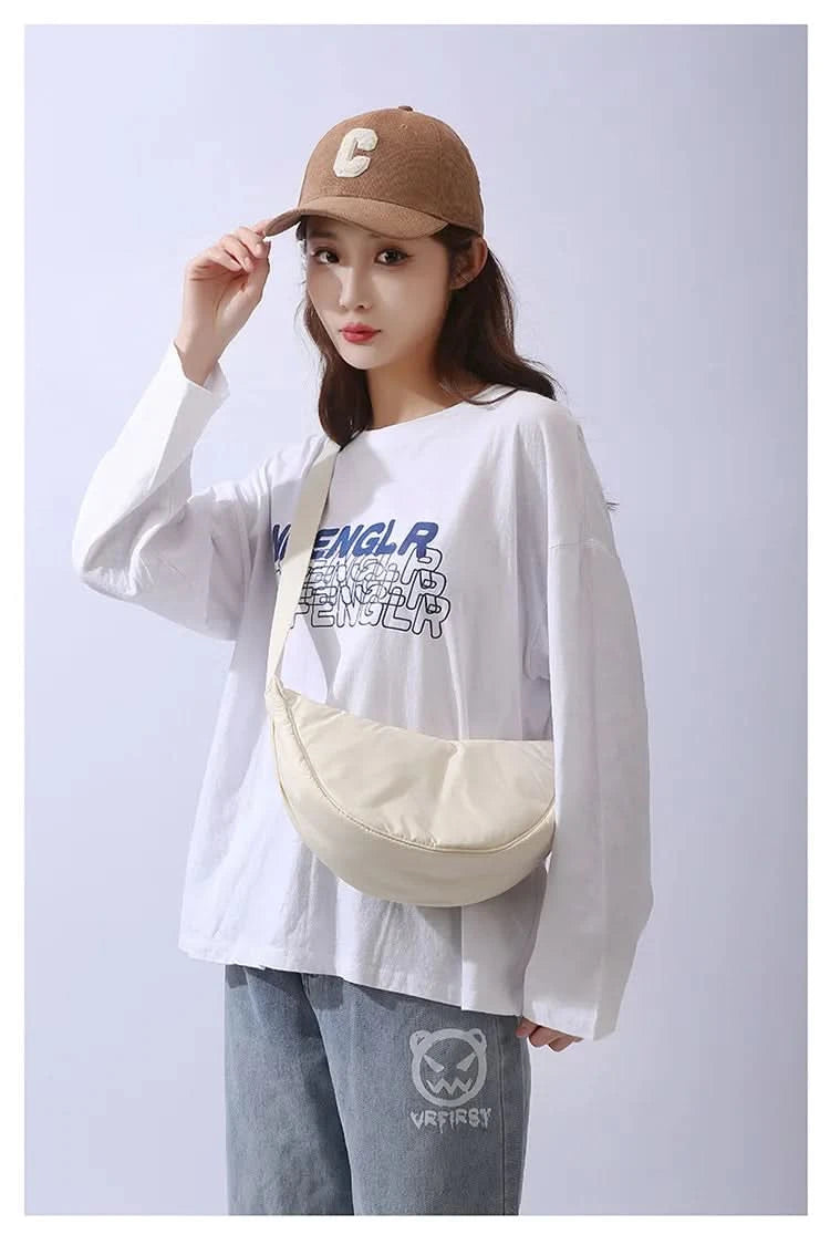 Simple Design Women's Messenger Bag Fashion Ladies Nylon Hobos Small Shoulder Bags Vintage Female Girls Purse Cloth Handbags - M & M Global