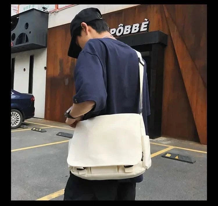 Collage Student School Bags Women&Men Unisex Crossbody Bags Multipockets Messenger Bag Simple Nylon Shoulder Bag - M & M Global