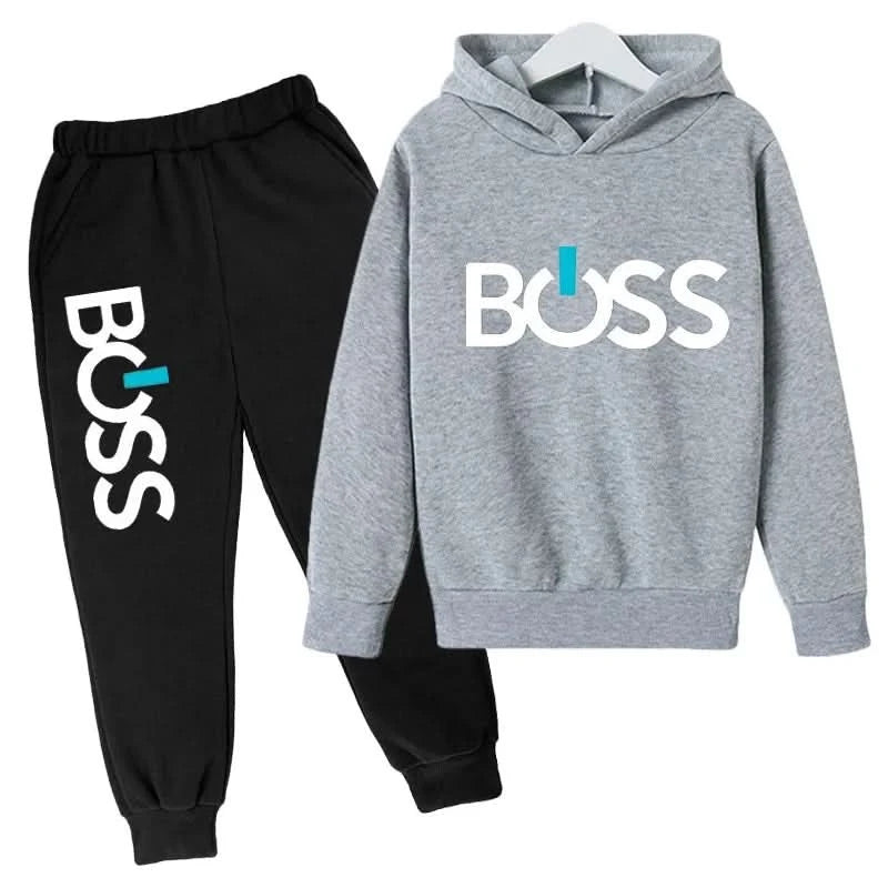 Spring Autumn Boys Girls Casual Fashion Print Pullover Long Sleeve Hoodie Tops+Pants Tracksuit 4-14 Years Children's Clothes - M & M Global