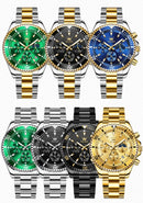 OLEVS 2870 Men's Watches Moon Phase Steel Calendar Chronograph Original Quartz Watch Big Rota Dial Luxury Sports Wristwatches