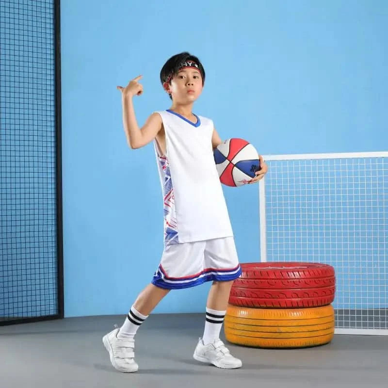 Kid Basketball Jersey Quick-drying Training Uniform Shirts Children Sportswear Kit Boys and Girls Tracksuit Sport Suit Clothes - M & M Global