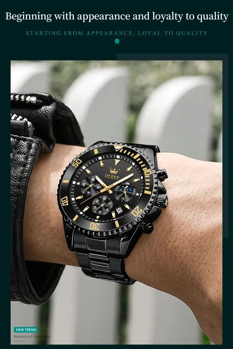 OLEVS Watches For Men Classic with Date Dress Luxury Big Face Waterproof Luminous Men's Wrist Watch Stainless Steel Men Watch - M & M Global