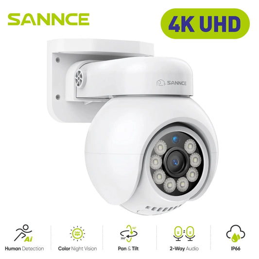 Sannce 4K POE Camera H.265 Human Detection Smart Tracking Full color Onvif 8MP IP Security Camera Protect For Video Surveillance