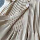 2024 Green Fashion Autumn Winter Knitted Long Dress French Style Letter Buttons Elegant Sweater Dress Lady Office Bodycon - M & M Global
