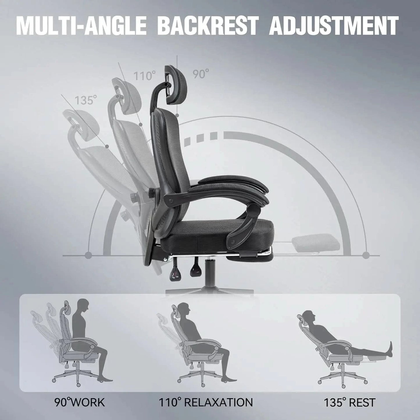 Dowinx Ergonomic Office Chair,Mesh Computer Chair with Pocket Spring Desk Chair with Adjustable Lumbar Support and Headrest