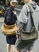Casual Canvas Messenger Bag Versatile Flip Large Capacity Shoulder Book Bag For Student Adjustable Crossbody Bag For Men Women - M & M Global