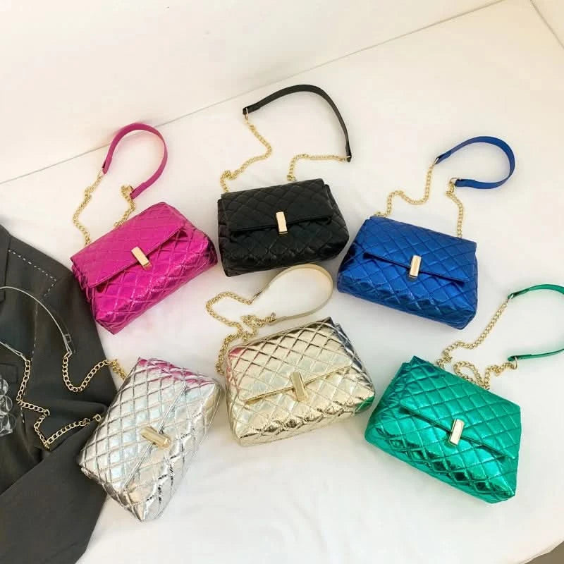 Luxury Laser Design Chevron Quilted Shoulder Bag  Women's High Quality Embroidered Thread PU Leather Crossbody Messenger Bag - M & M Global