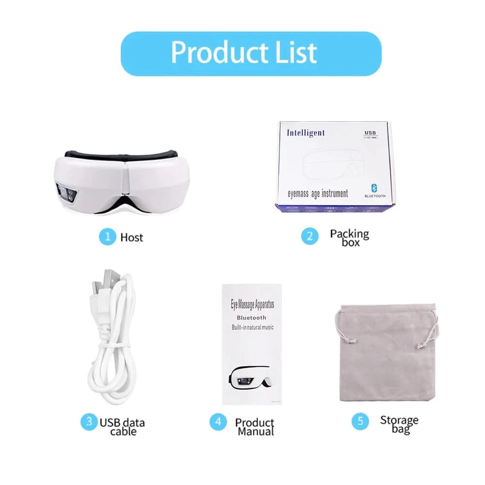 Smart Eye Massager Rechargeable Eye Mask For Dark Circles, Puffiness Dry Eyes Fatigue Relief Perfect For Sleep & Travel - M & M Global