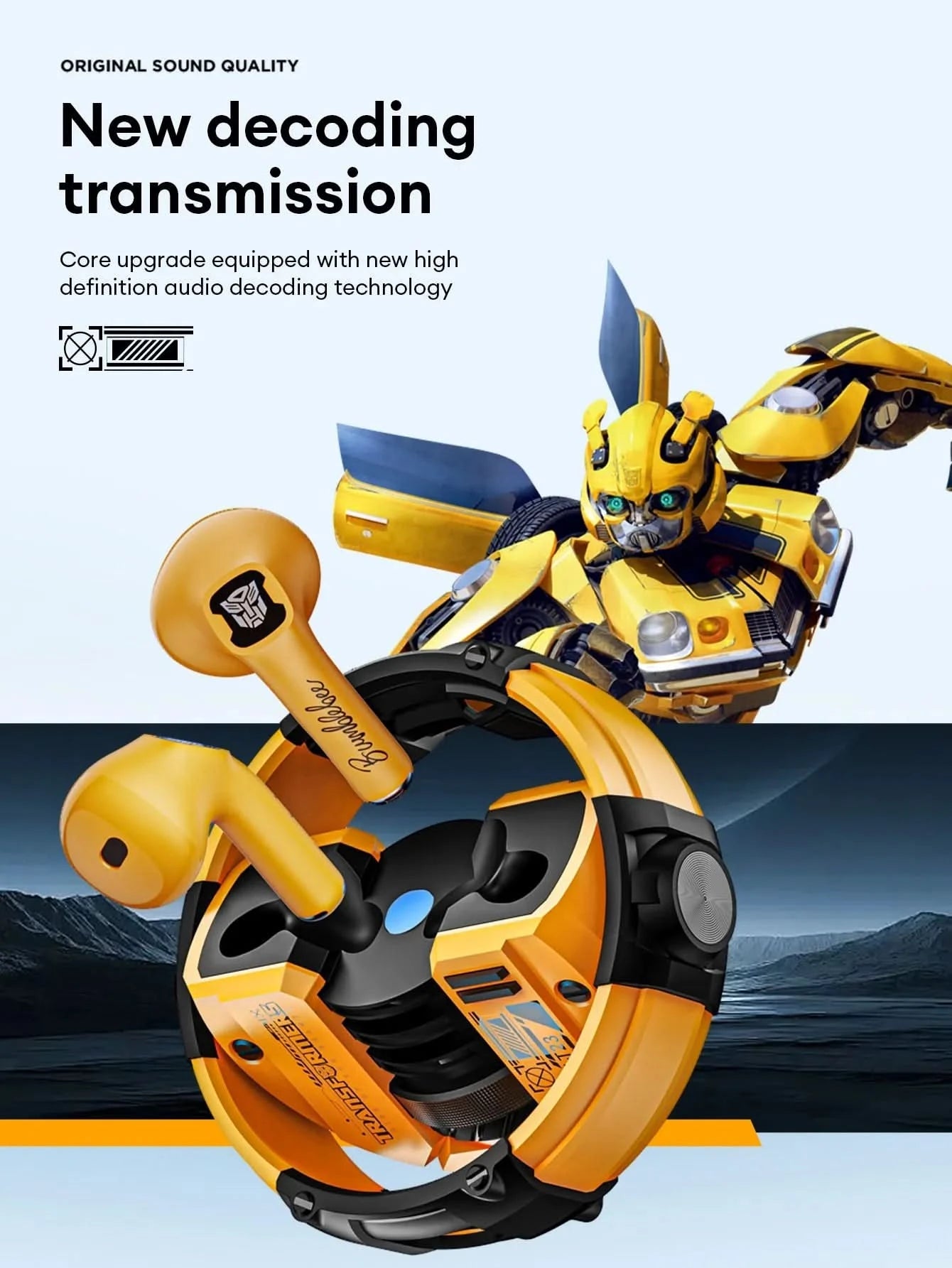 Ship From US Transformers Wireless Bluetooth Earphones Low Latency Gaming Headset TF-T23 HD Call with Mic Earbuds Sport