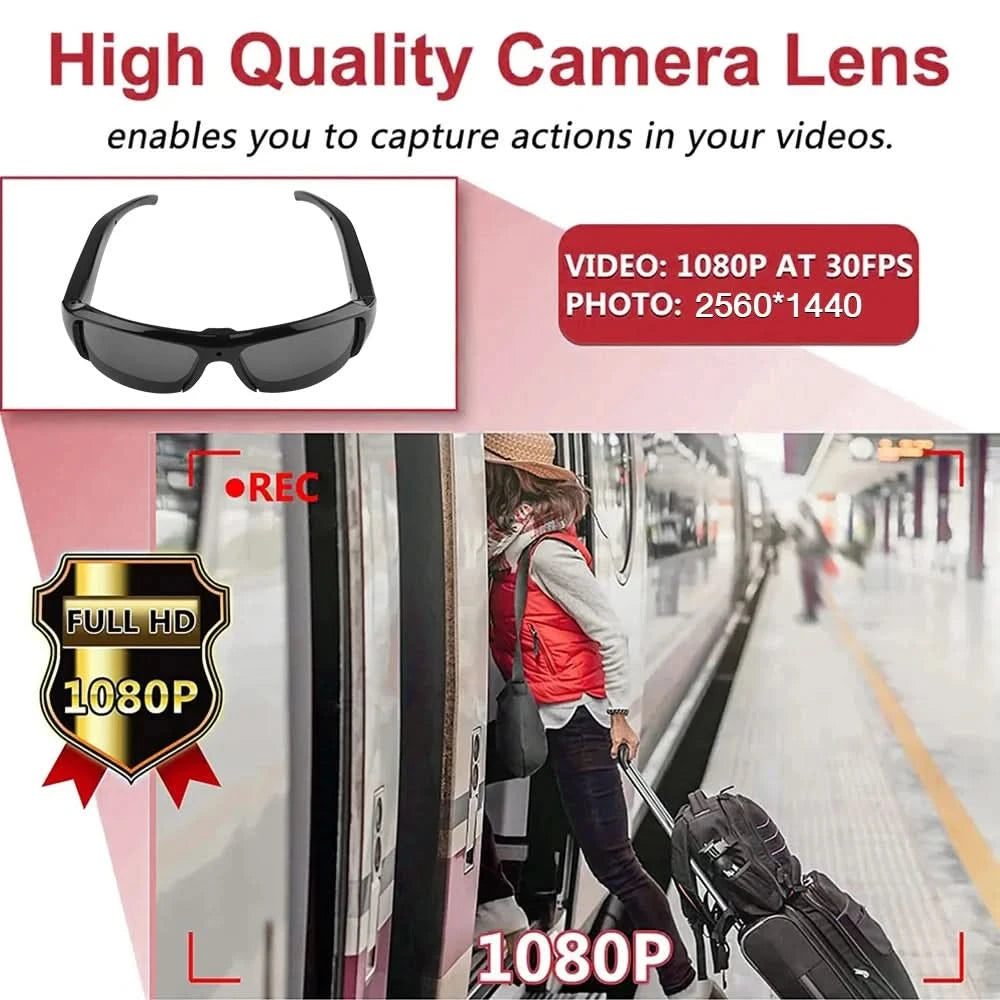 Portable 1080P HD Mini Glasses Camera Video Recorder Wearable Sunglasses Camera Outdoor Sports DV DVR Surveillance Camcorder - M & M Global