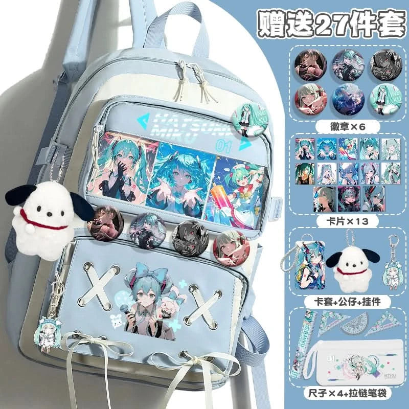 Miku Future School Backpack for Girls 2025 New Fashion Print Youth Pain Bag Large Capacity Backpack for School - M & M Global