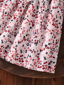 Spring and Autumn Girls' Simple Casual Versatile Knitted Round-Neck Long-Sleeve Floral Dress, Everyday Casual Dress for Girls, Can Be Used as a Holiday Gift, Eid, Easter, Carnival, Spring Festival