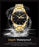 OLEVS Men Watches Waterproof Stainless Steel Quartz Male Wristwatch Gold Watch Fashion Luminous Luxury Calendar Business Clock - M & M Global