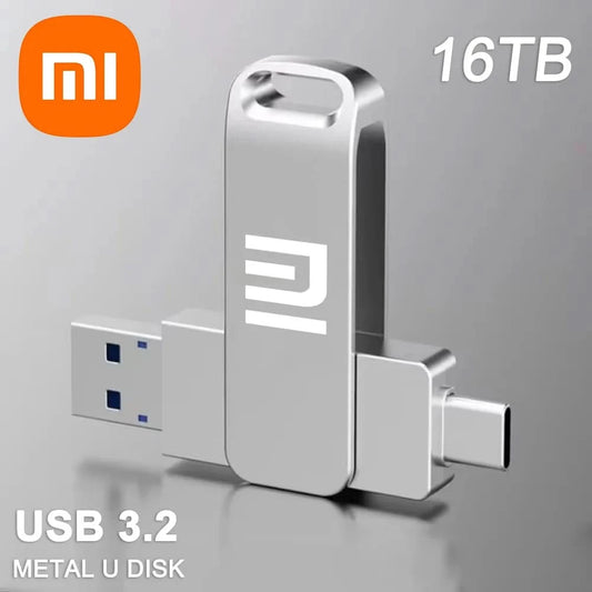 Xiaomi 16TB Flash Drive USB 3.2 Super High Speed Flash Drive Metal Transfer Mini U Disk Pen Drive Type C Memory Disk SSD U Drive - M & M Global