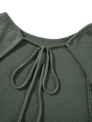 Women's Autumn Winter Knitted Bodycon Dress Long Sleeve Tie Backless Round Neck Solid Color Ruffle Trim Long Dress Beachwear - M & M Global
