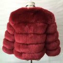 DEAT Fashion Orange Imitation Fox Fur Grass Coat Women's Round Neck Plush Thick Jacket Winter New 7A1578