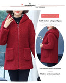 Thickened Hooded Cotton Jacket Women's Warmth Winter Coat Fleece Lined Mommy Style Outerwear Chinese Brand AE Stock