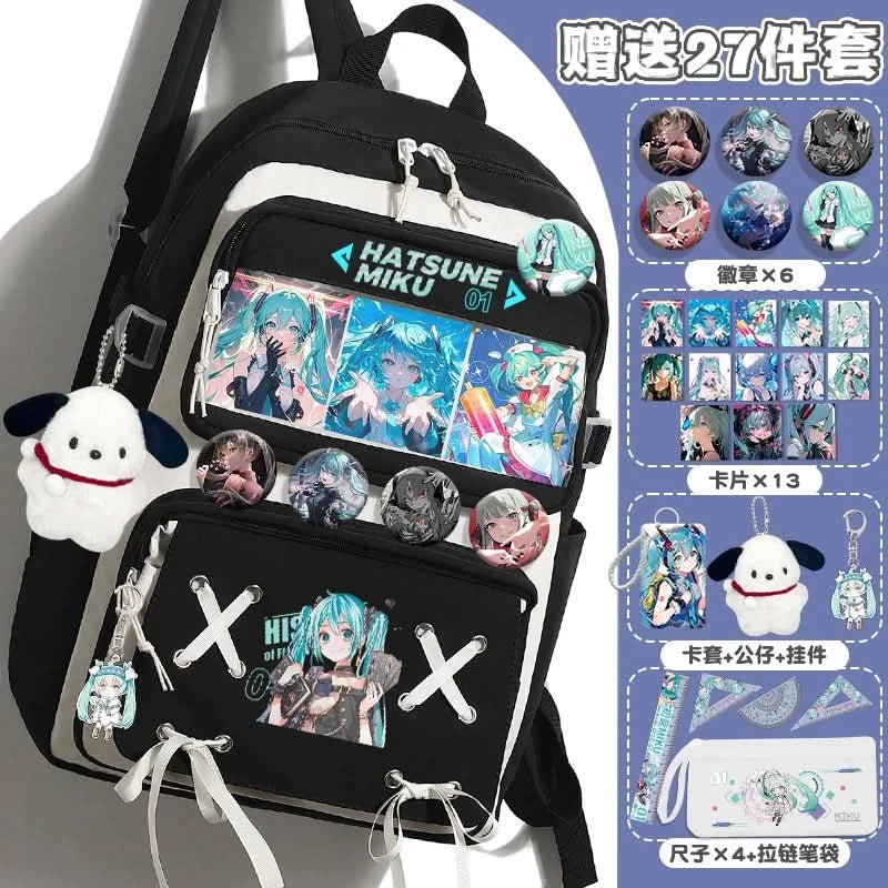 Miku Future School Backpack for Girls 2025 New Fashion Print Youth Pain Bag Large Capacity Backpack for School - M & M Global