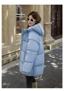 2025 Winter New Down Coat Women Parkas Fashion Long Hooded Outerwear Female Cotton-padded Padded Jacket Loose Ladies Overwear