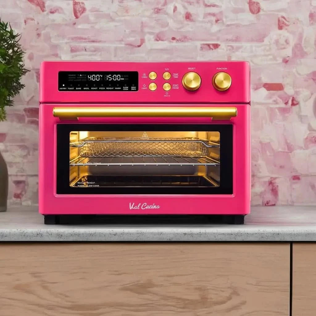 Limited Edition Happy Pink Infrared Heating Air Fryer Toaster Oven, Extra Large Countertop Convection Oven 10-in-1 Combo, 6-Slic - M & M Global