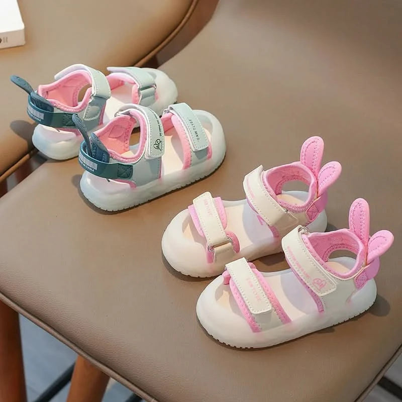 Children's Sandals 2-12 Years Old Cartoon Greenish Pink Soft Boys Girls Beach Shoes Casual Non-slip Kids Baby Sports Sandals - M & M Global