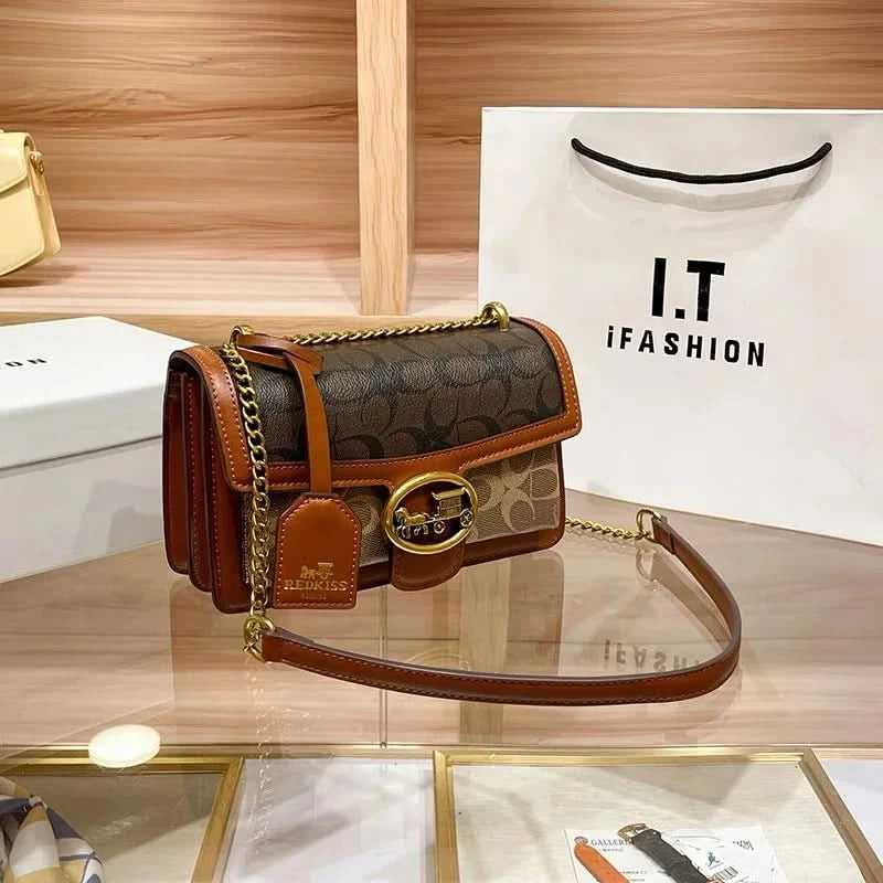 Light luxury women's bag 2025 new high-end color contrast single shoulder underarm bag designer fashionable crossbody small squa - M & M Global