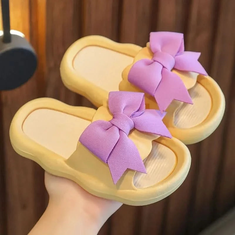 Summer New Kids Home Shoes Anti Slip Soft Sole Girls Bath Slipper Cartoon Cute Flower Bow Princess Slippers Children Beach Shoes - M & M Global