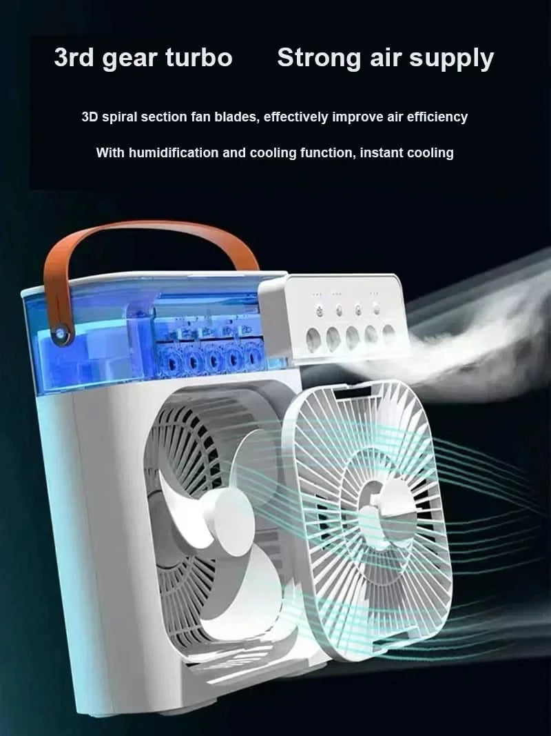 New 3 In 1 Fan AIr Conditioner Household Small Air Cooler LED Night Light Portable Humidifier Air Adjustment Fan Office Home Fan - M & M Global