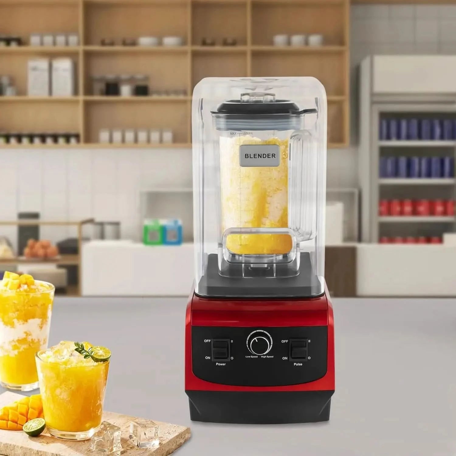 Professional Blender Slushy Machine 110V Commercial Grade Home Bar Blender with 74.4Oz Container Stainless Steel Smoothie Frozen - M & M Global