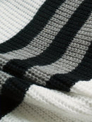 Plus Size New Striped Knit Cardigan Long Sleeve Women's Top Casual Loose Long Coat Autumn Winter Versatile Warm Female Clothing