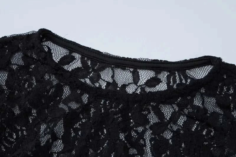 Autumn Fall Women Sexy Lace See Through Streetwear Bodycon Black Long Dress Wholesale Items For Business - M & M Global