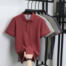 100% pure cotton short sleeved men's polo shirt summer boutique fashion high-quality top solid color collar back striped T-shirt