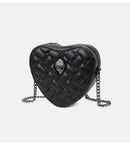 2024 Women's Heart-Shaped Herringbone Crossbody Bag with Eagle and Bird Head Shoulder Bag Chain Purse - M & M Global