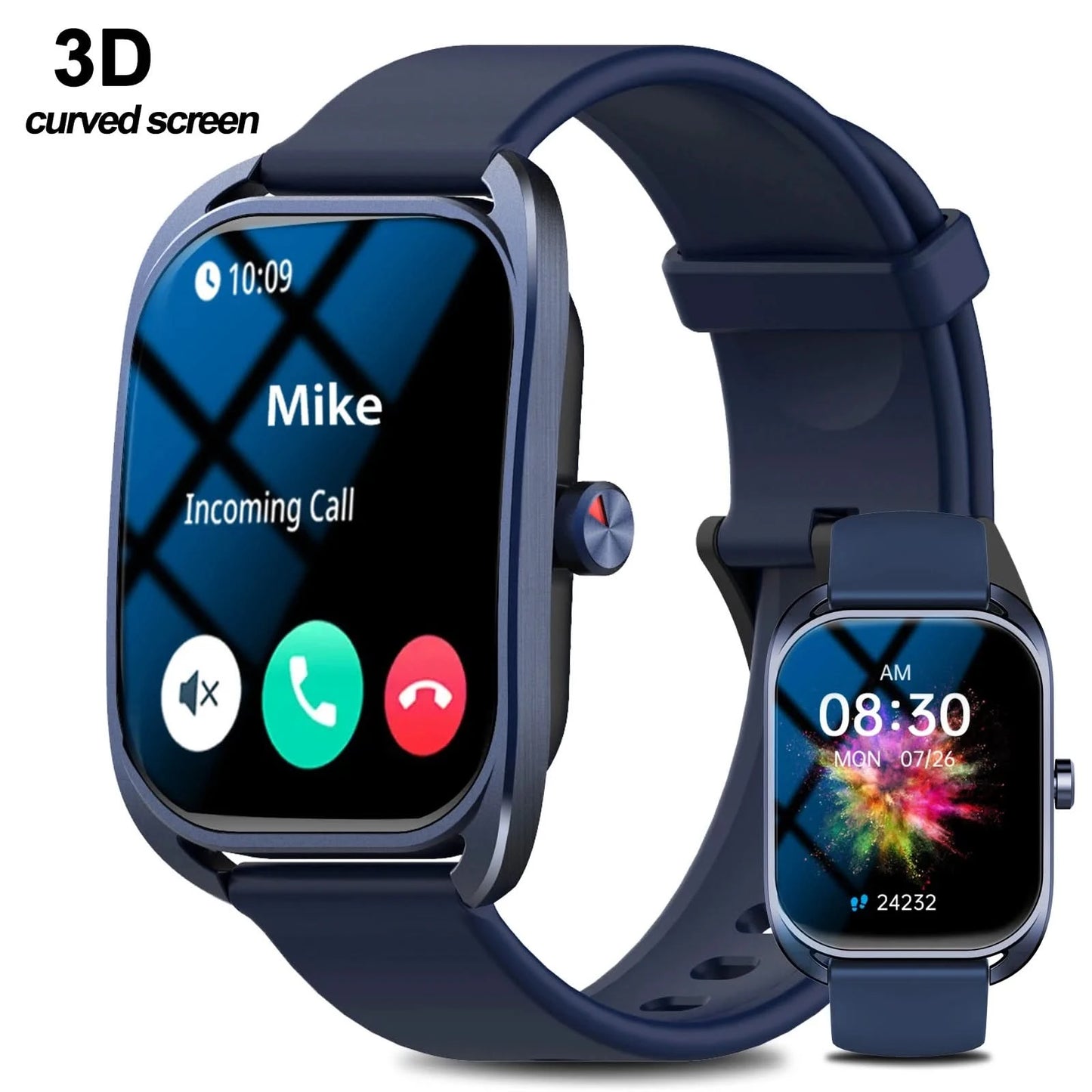 3D curved screen technology, Smart watch, wireless calling /dial,for iPhone/Andriod,sports watches