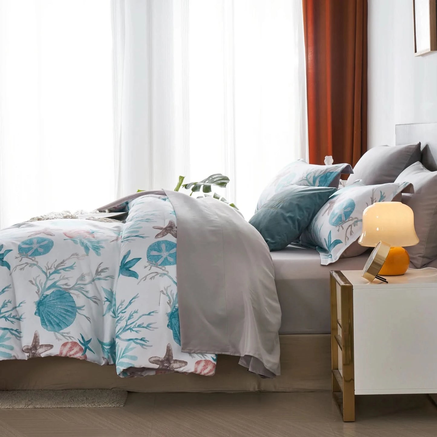Bedroom with floral bedding, gray blanket, and nightstand with lamp.
Microfiber Bedding Set, Queen Comforter Set, Lightweight Comforter, Pinch Pleat Bedding, Quilted Comforter, Solid Color Bedding, Soft Bedding Set, Elegant Bedding, All Season Comforter, Brushed Microfiber, Modern Bedroom Decor, Gift Bedding Set, Fade Resistant Bedding, Cozy Bedding Set, Hotel Style Bedding, Bedroom Essentials, Bed Comforter with Pillowcases, Non-Toxic Bedding, Machine Washable Bedding, Minimalist Bedding
