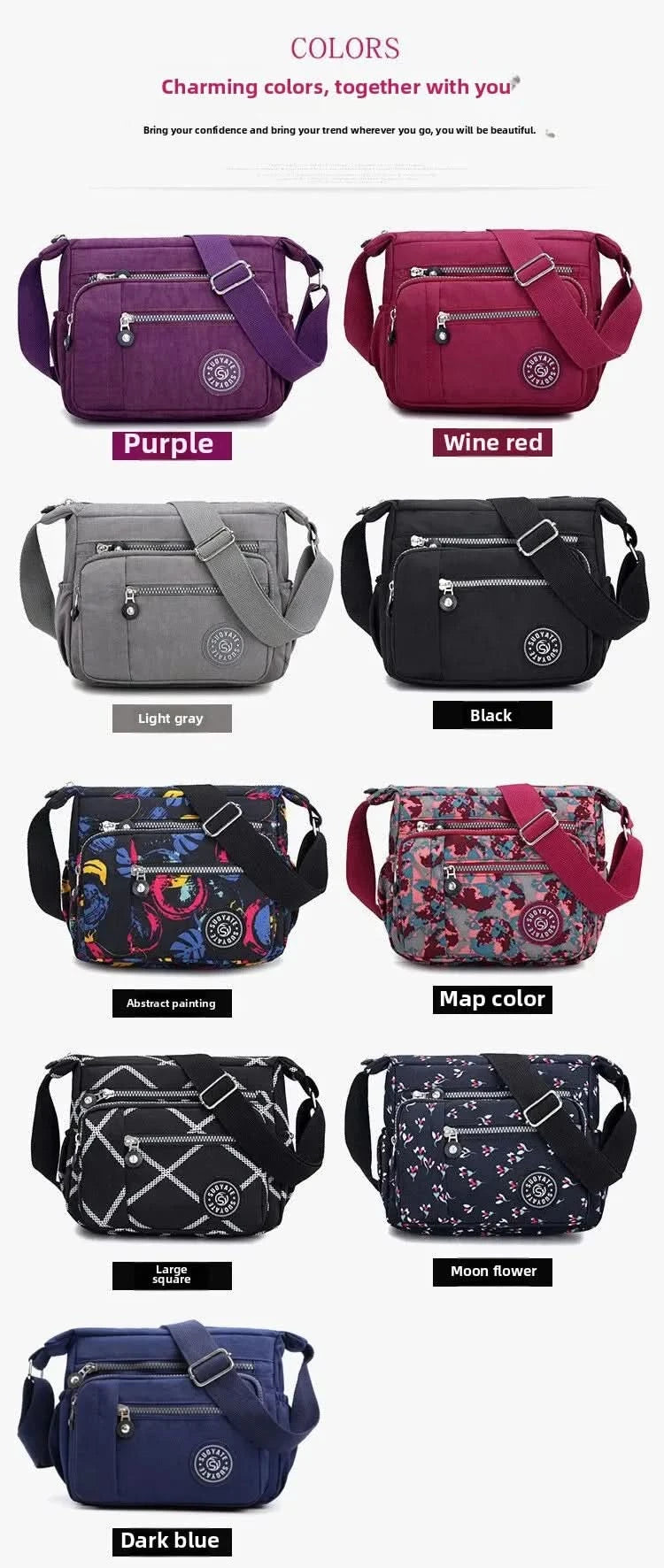 Large Capacity Nylon Crossbody Shoulder Bag for Home Use Middle-Aged And Elderly Women Casual Multi-Socket Slanting Bag - M & M Global