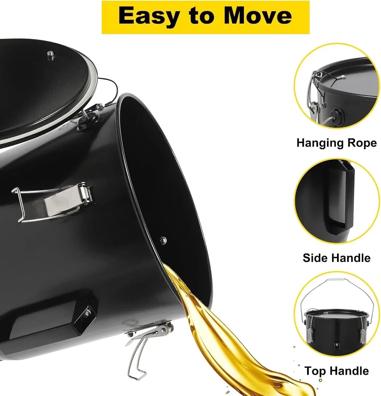 6 Gallon Fryer Grease Bucket Oil Disposal Oil Bucket with Lid and Filter Bag - M & M Global