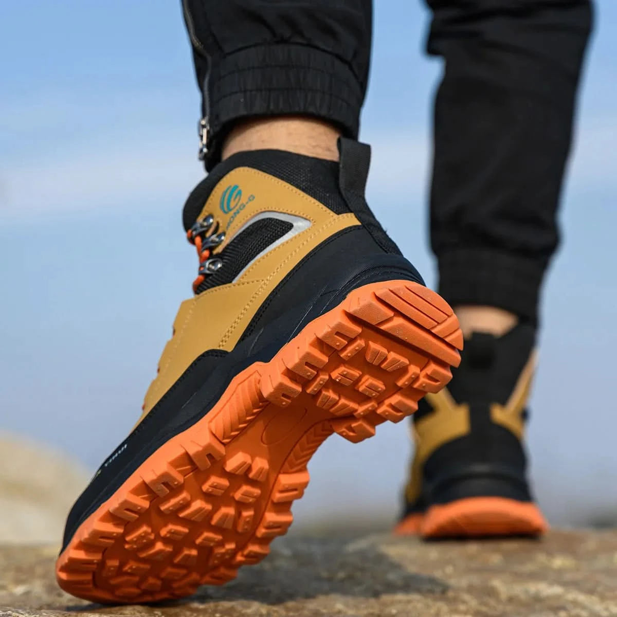 Mens Work Boots Steel Toe Safety Sneakers with Metatarsal Guard Slip-Resistant Puncture-Resistant Sole for Warehouse & Delivery