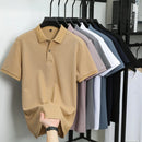 100% pure cotton boutique short sleeved high-end men's polo shirt summer high-quality solid color topsbusiness casual T-shirt