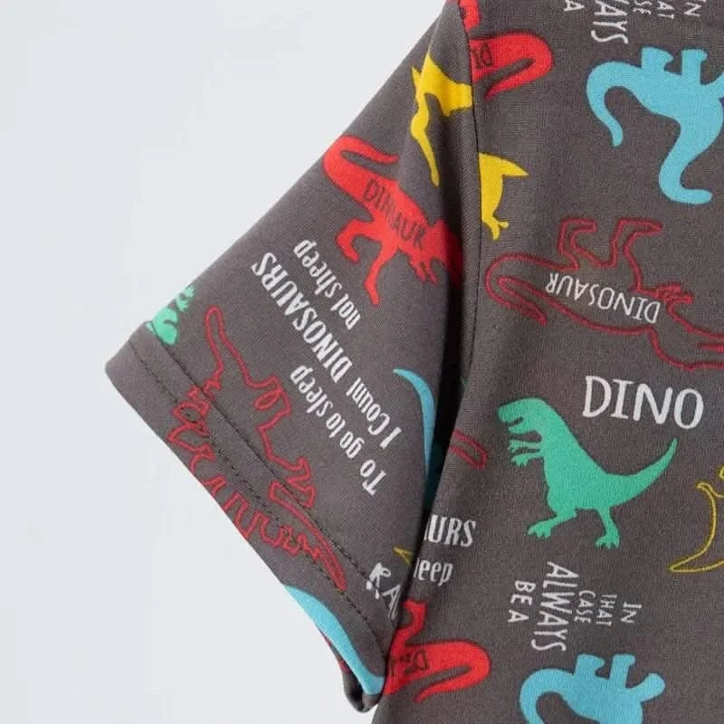 Summer CHILDREN'S Shorts and Short Sleeves 2-piece Cute Dinosaur Home Clothes Boys and Girls Casual Joker Suit. - M & M Global