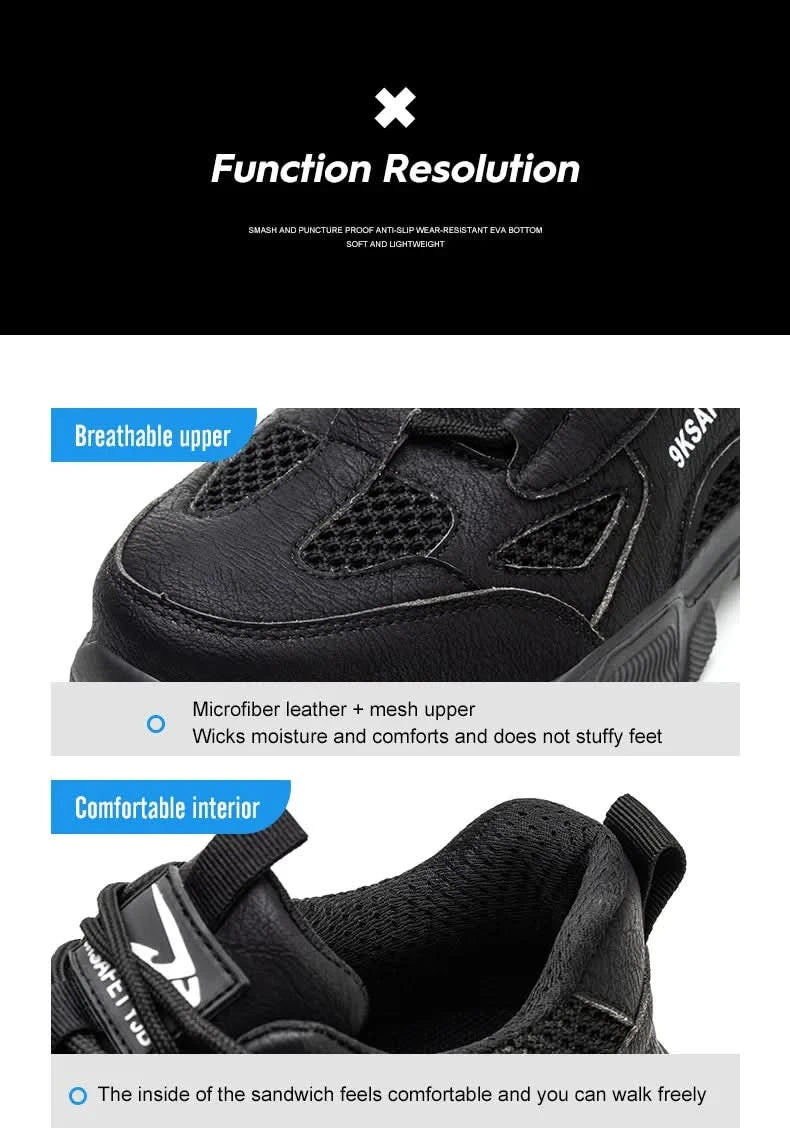 Men Work Sneakers Protective Shoes Safety Industrial Puncture-Proof Anti-smash Steel Toe Shoes Breathable Construction Work Shoe