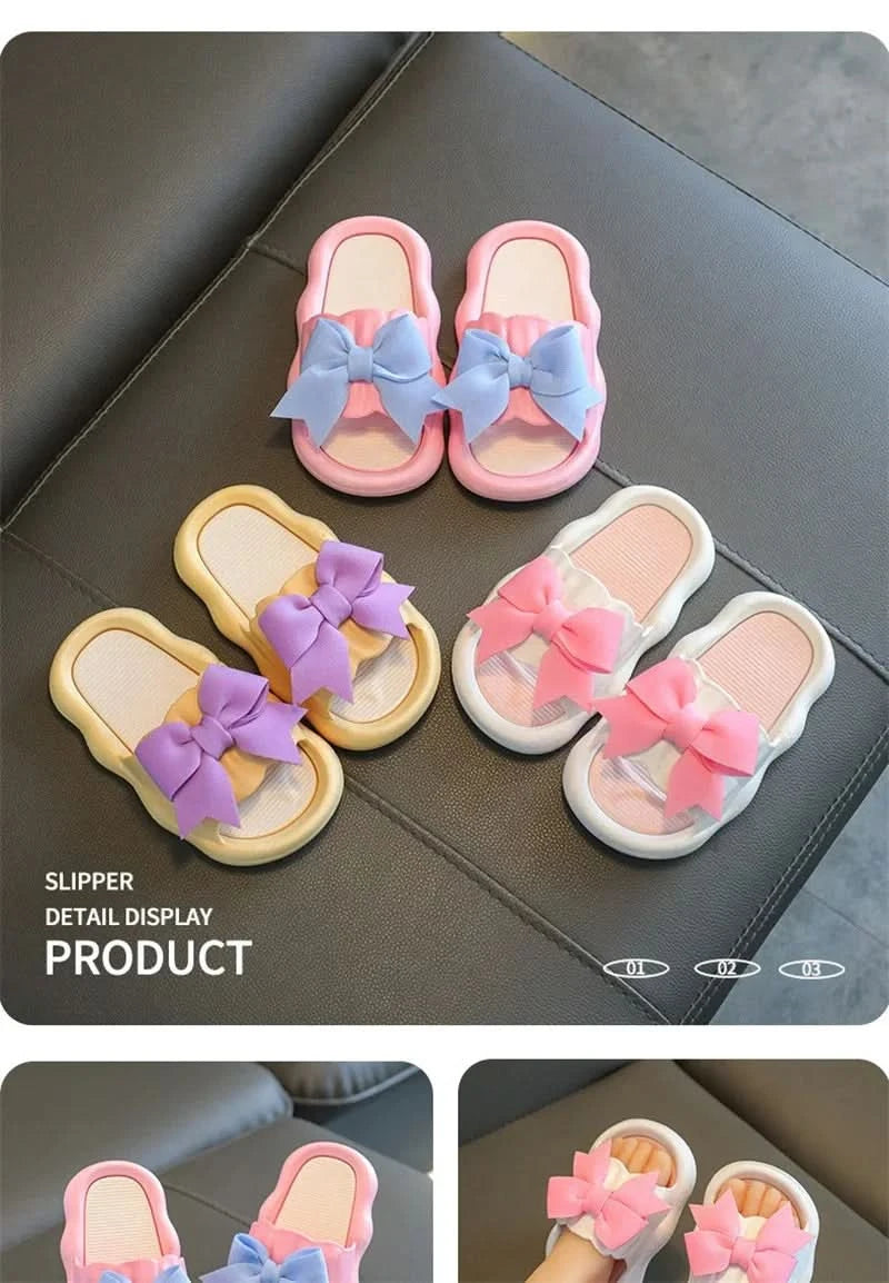 Summer New Kids Home Shoes Anti Slip Soft Sole Girls Bath Slipper Cartoon Cute Flower Bow Princess Slippers Children Beach Shoes - M & M Global