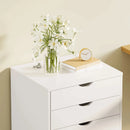 JHK Wood Nightstand Cabinet 5 Drawers Waterproof Surface Storage Organizer File Office Easy To Move Bedside Table Rotating Wheel