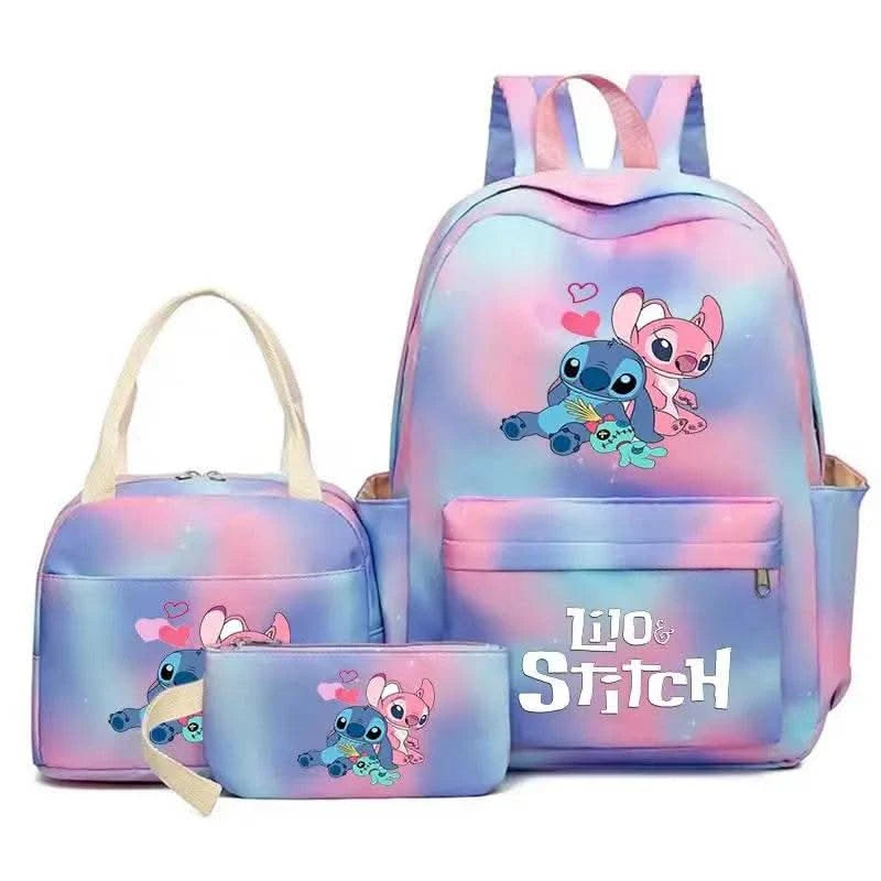 3Pcs Lilo Stitch Colorful Backpack Set With Tote and Pouch Large Capacity Lightweight And Breathable Outdoor Knapsack - M & M Global