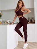2 Pieces Women's Tracksuit Seamless Yoga Set Workout Sportswear Gym High Waist Leggings Fitness Sports Suits