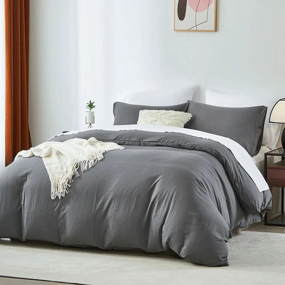 Boho Duvet Cover – All Season Soft Bedding Set, Solid Color Chic Duvet Cover for Twin, Full, Queen, King – Lightweight Bohemian Style Bedroom Decor