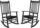 Outdoor Rocking Chair Set, Wood Porch Rocker, 2 Wooden Rocking Chair With Outdoor Side Table, Perfect for Indoor or Outdoor, All