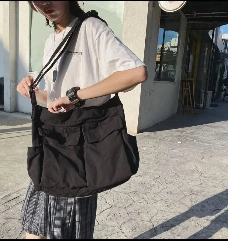 Women Vintage Handbag Canvas Teenager Shoulder Tote Bags Messenger Bags Ladies Casual Handbag Crossbody Purse - M & M Global