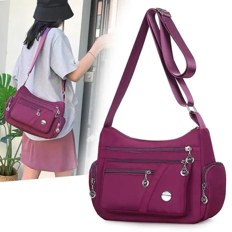 Large Capacity Women Crossbody Bag Waterproof Tote Casual Nylon Shoulder Bag Purse Handbag Lightweight Travel Messenger Bag - M & M Global